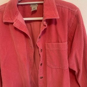 Pink chord/ribbed shacket LLBean